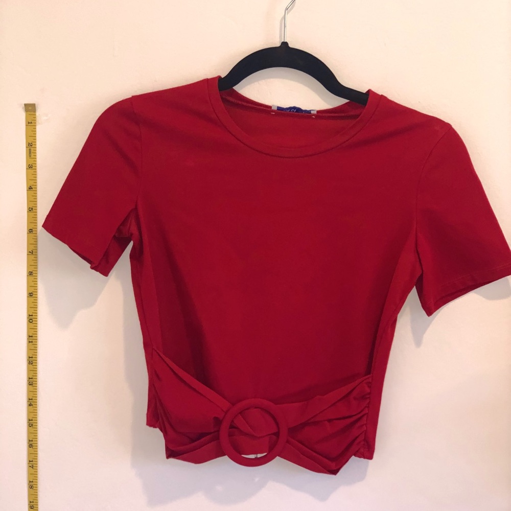 Zara Burgundy crop top with belt
